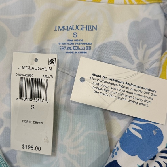 J. McLaughlin Dorte Short Sleeve Pleated Tennis Dress Blue Floral Print NWT - Picture 13 of 14